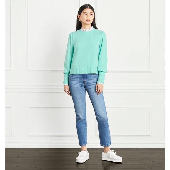 Hill House The Cropped Silvie Merino Wool Sweater in Ocean Wave Size S - Picture 2 of 12